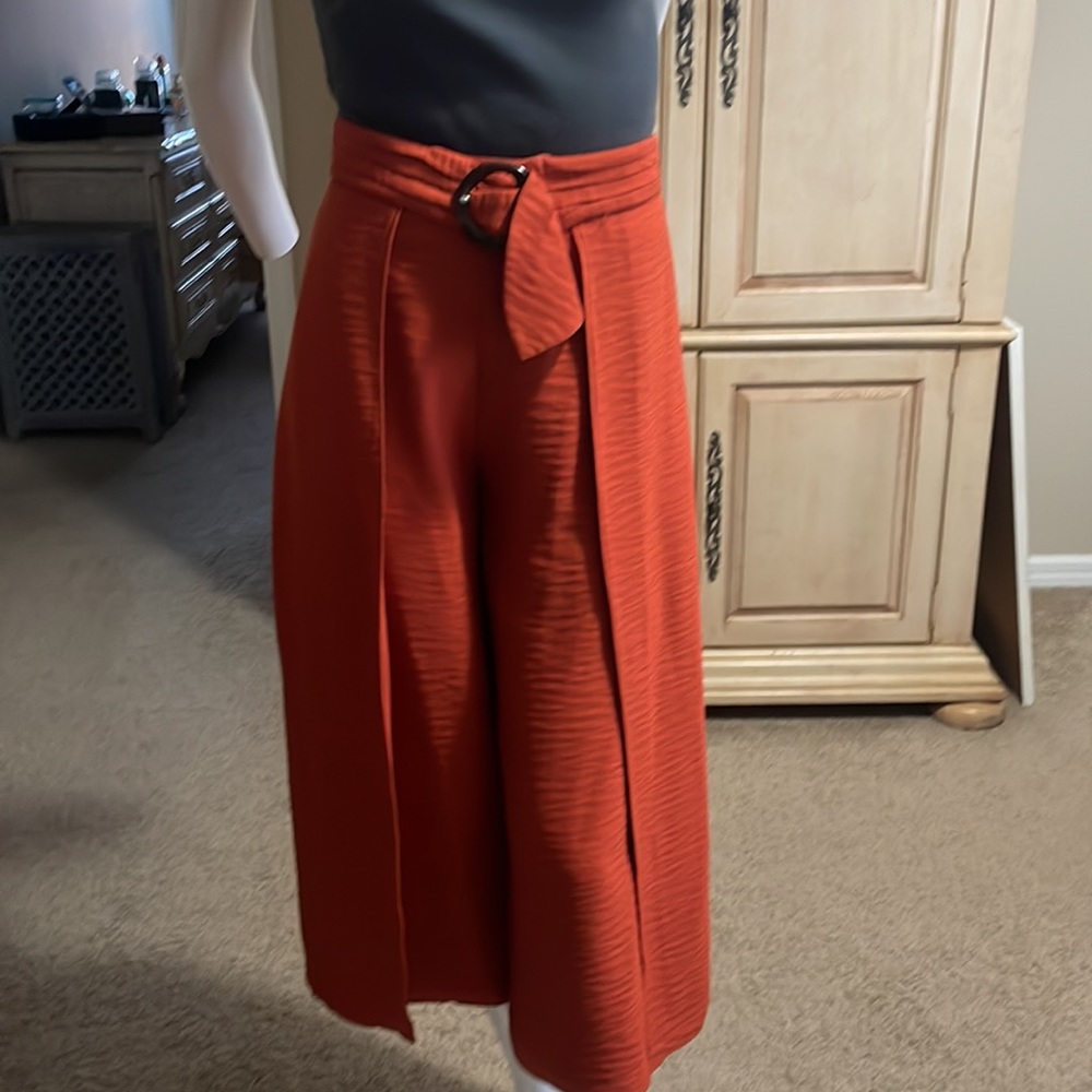 JOIE MAIREAD CAYENNE HIGH WAIST WIDE LEG SELF BELT ANKLE CROP CULOTTE PANT 6